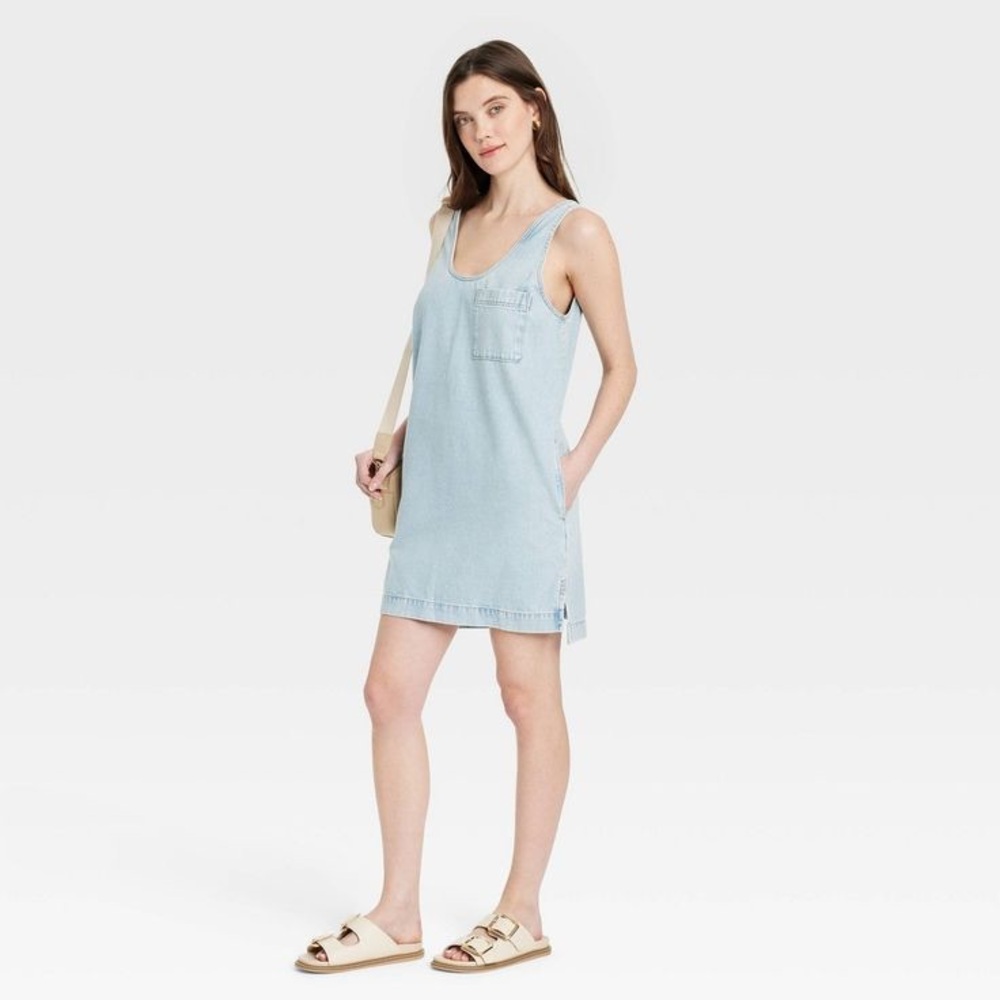 Universal Thread Light Wash Denim Tank Midi Dress